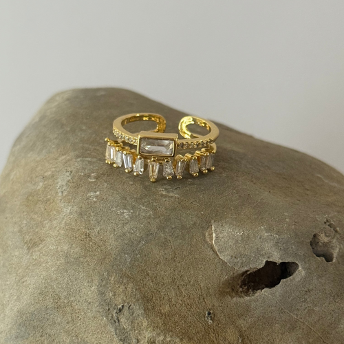 Anillo Churumbela Circonia Rectangular